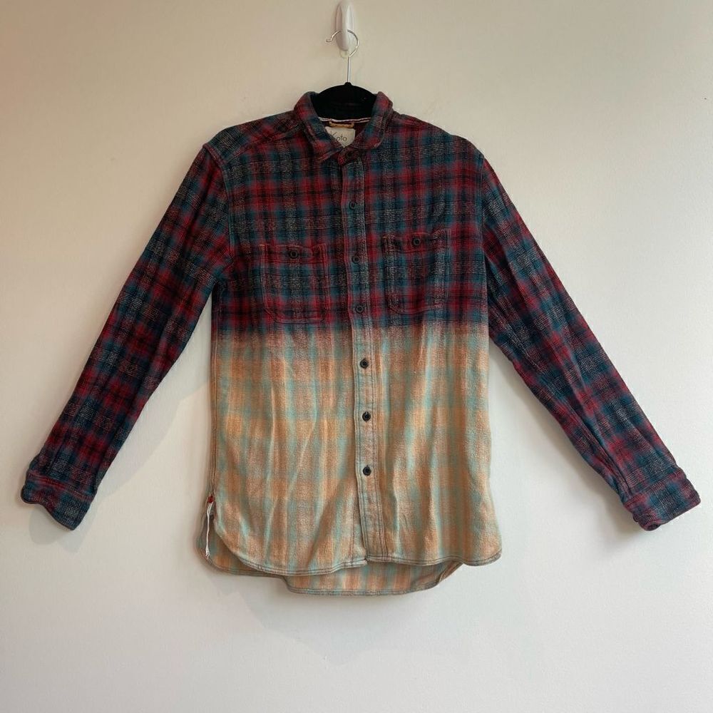 100% Cotton Ombré Plaid Shirt - Small